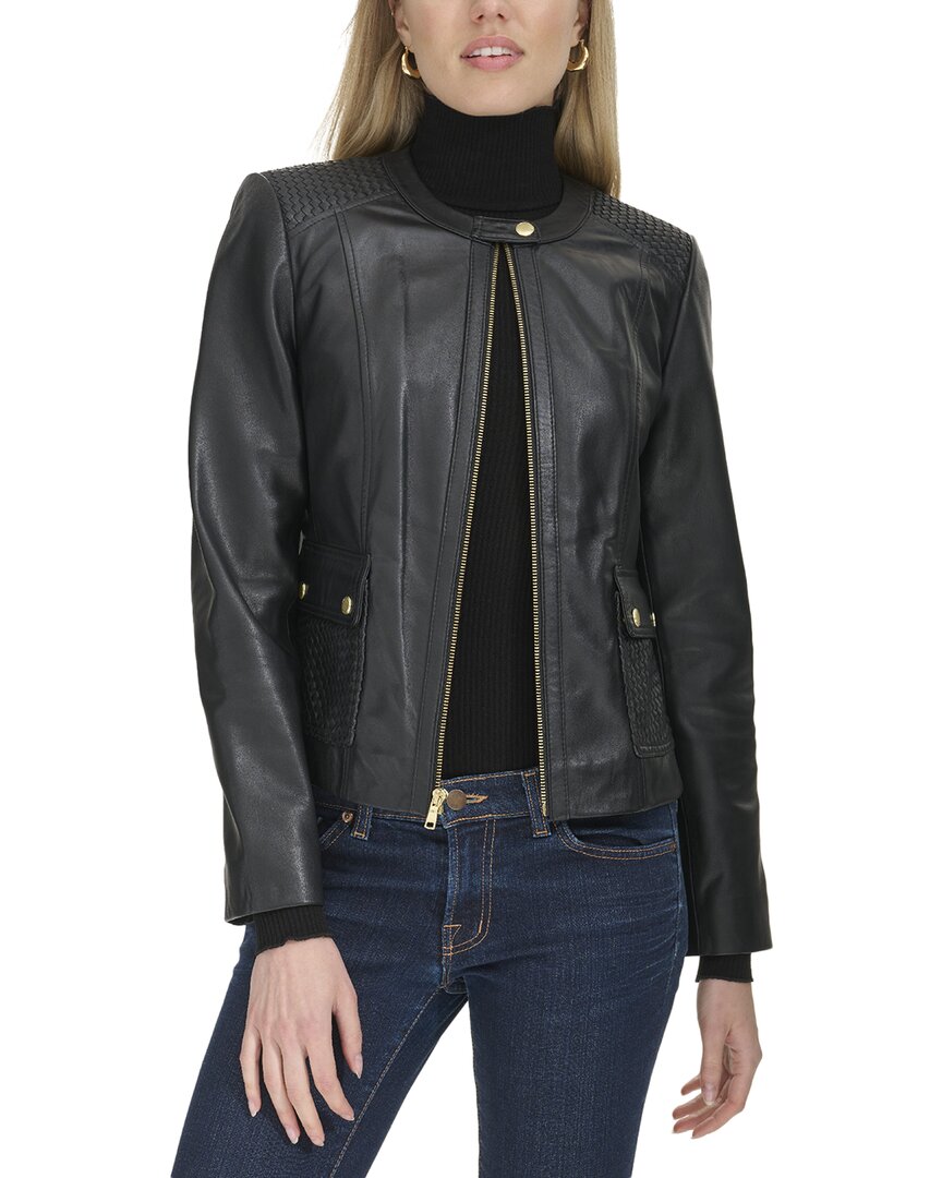 Cole Haan Lambskin Jacket In Black