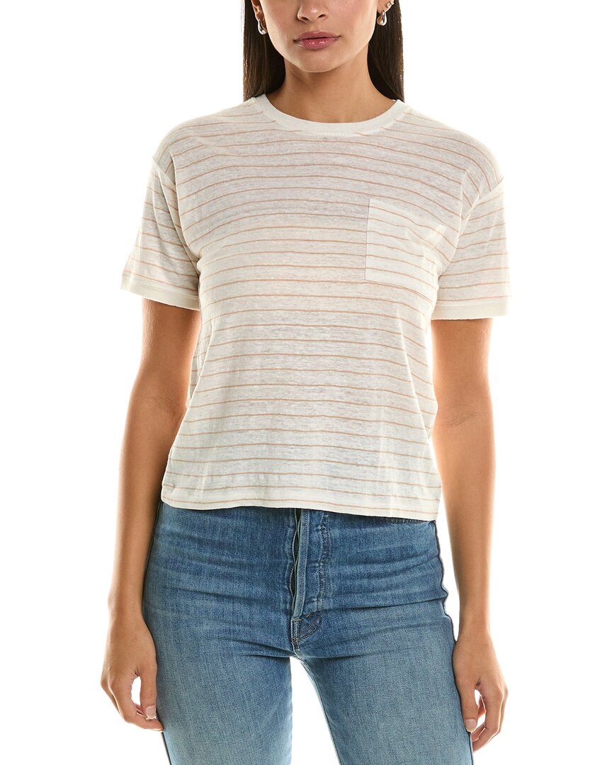 Frame Denim Pocket Linen T-shirt In Pink