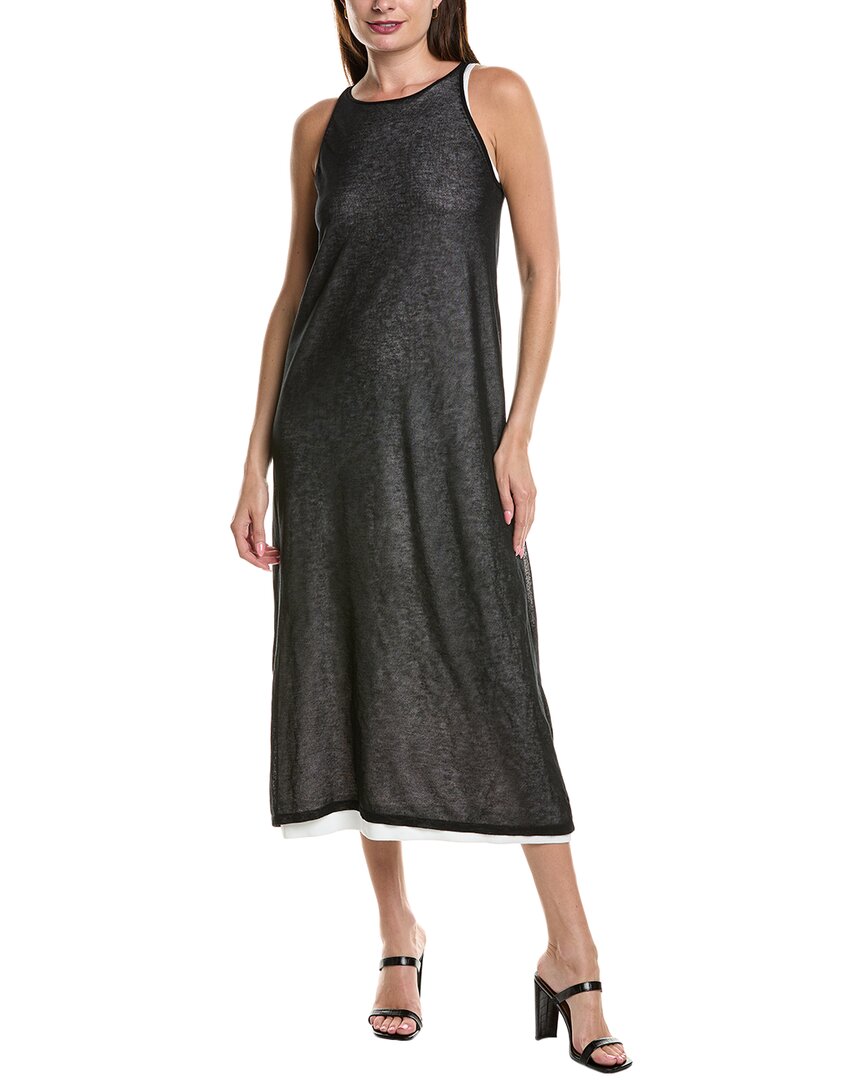 Kenneth Cole Layered Sheer Maxi Dress In Black