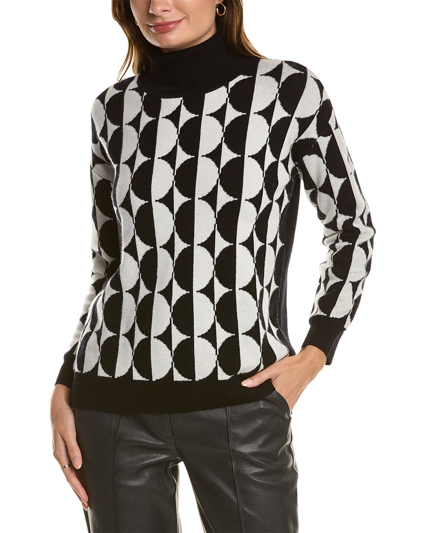 Shop Kier + J Printed Turtleneck Wool & Cashmere-blend Sweater In Black