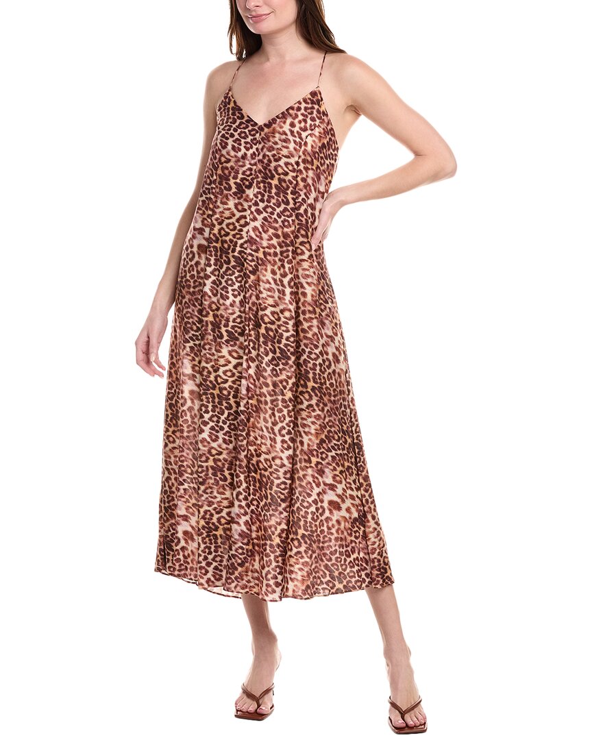 Monte And Lou Chia Silk-blend Sundress In Brown