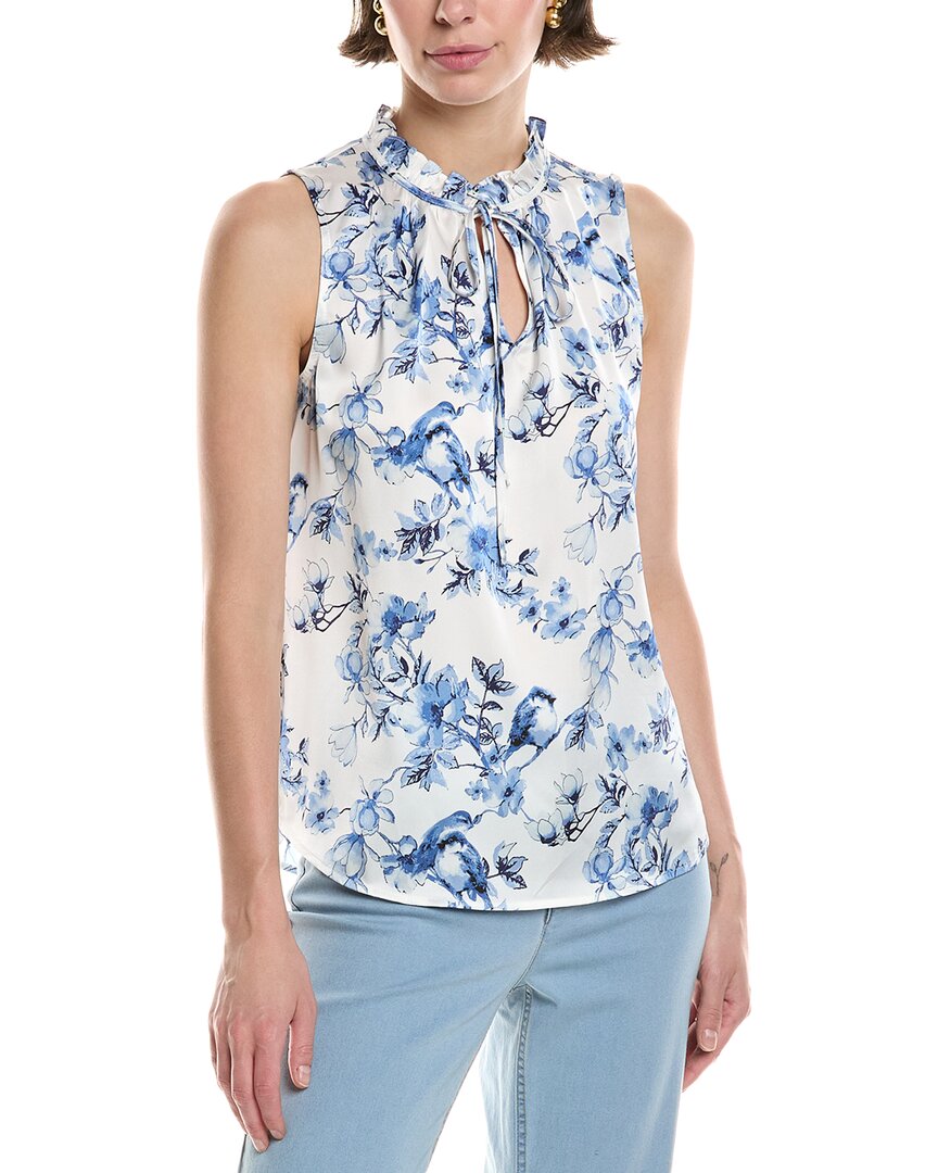Anne Klein Tulla Floral Sleeveless Top In Blue