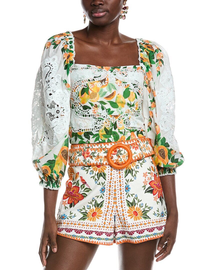 Farm Rio Papaya Salad Blouse In White