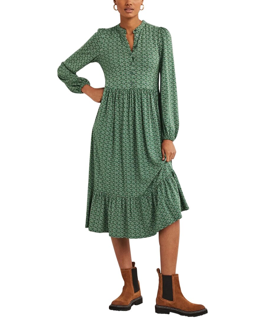 Boden Buttoned Jersey Midi Dress In Green | ModeSens