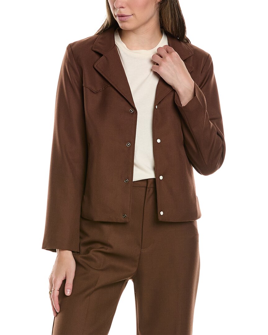 Shop The Great The Western Wool-blend Blazer In Brown