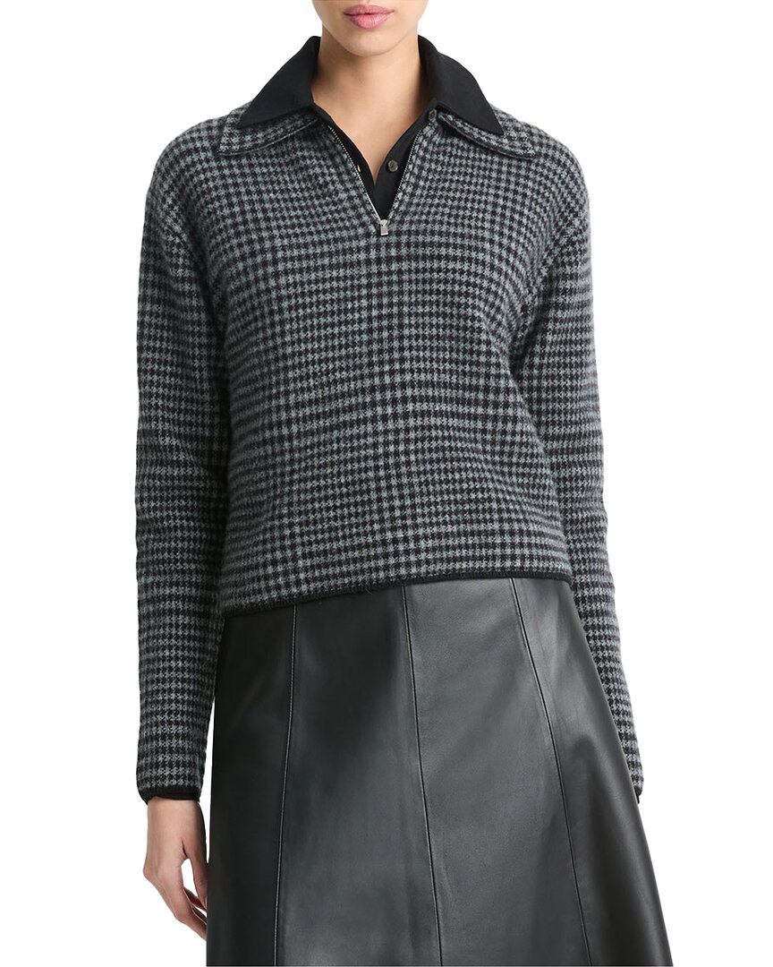 Vince Plaid 1/2-zip Wool & Cashmere-blend Pullover