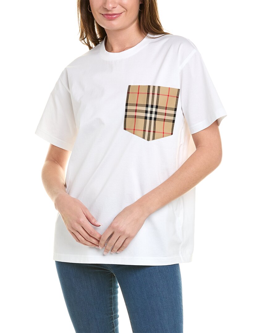 Shop Burberry Carrick Check T-shirt In White