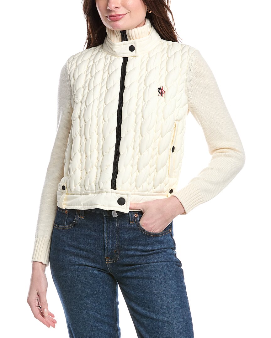 Moncler Padded Wool Cardigan In White