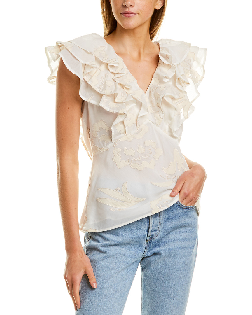 Image of Rebecca Taylor Amea Embroidered Silk-Blend Top