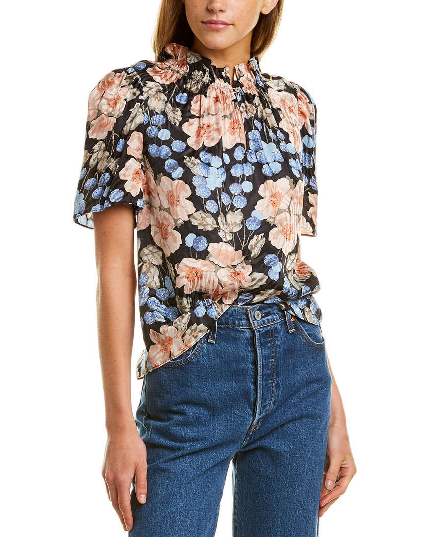 Image of Rebecca Taylor Blush Rose Silk-Blend Top