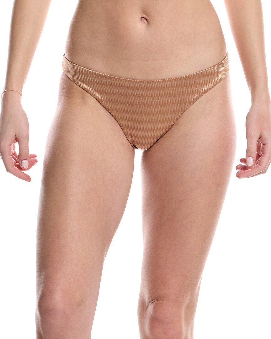 Pq Swim Basic Ruched Teeny Bikini Bottom In Brown