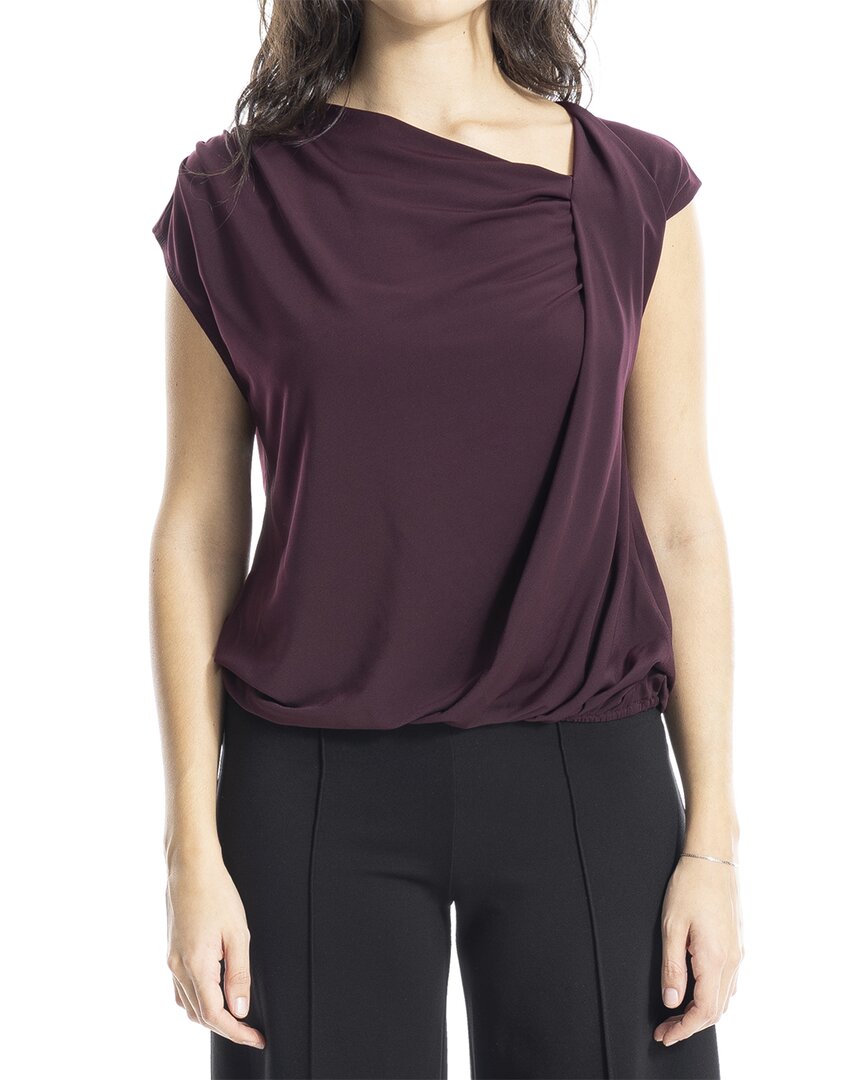 Max Studio Cowl Neck Cap Sleeve Draped Top