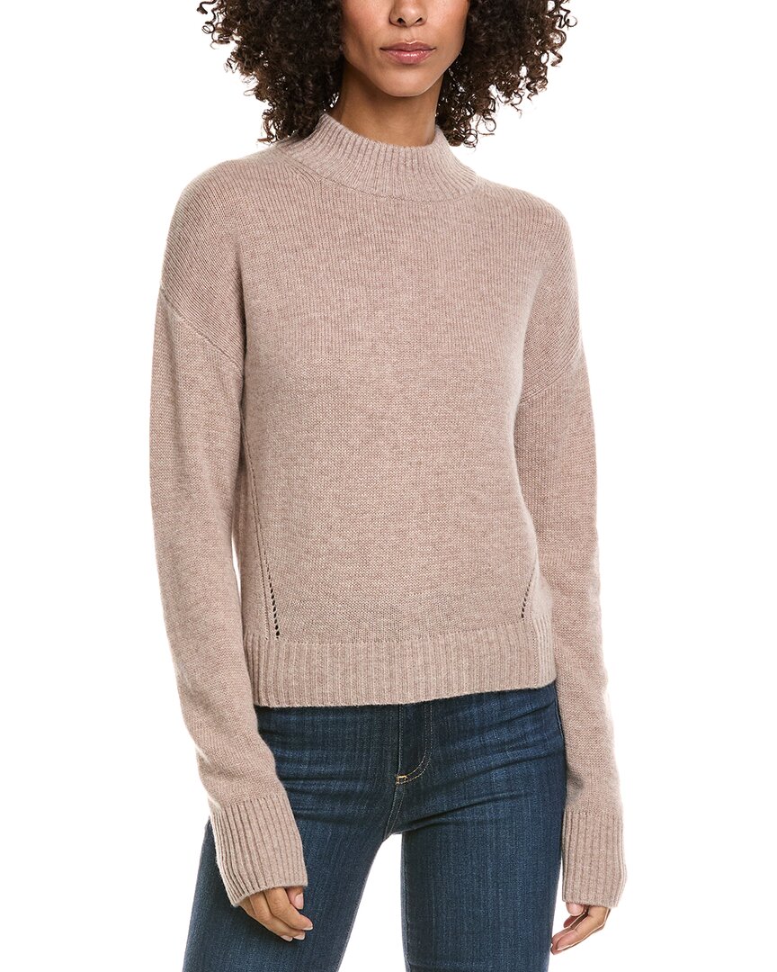 Incashmere Crop Mock Wool & Cashmere-blend Sweater In Brown