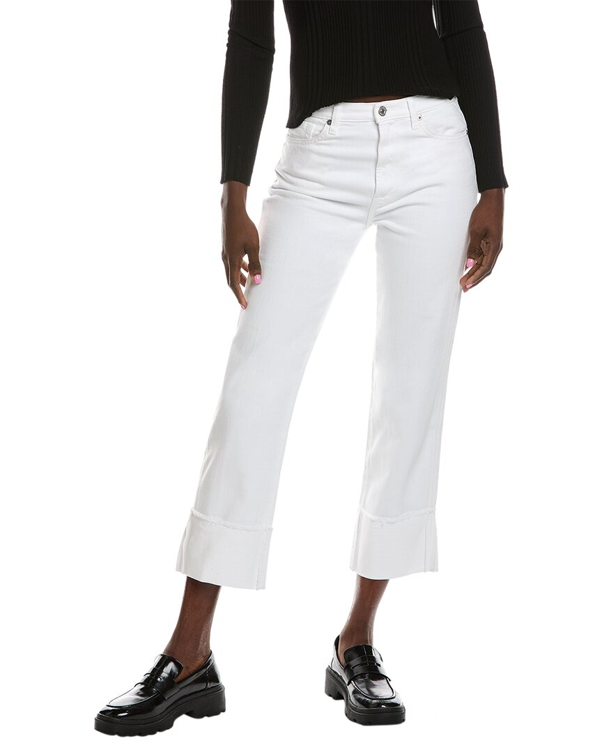 7 For All Mankind Kimmie White Form Fitted Straight Leg Jean In White