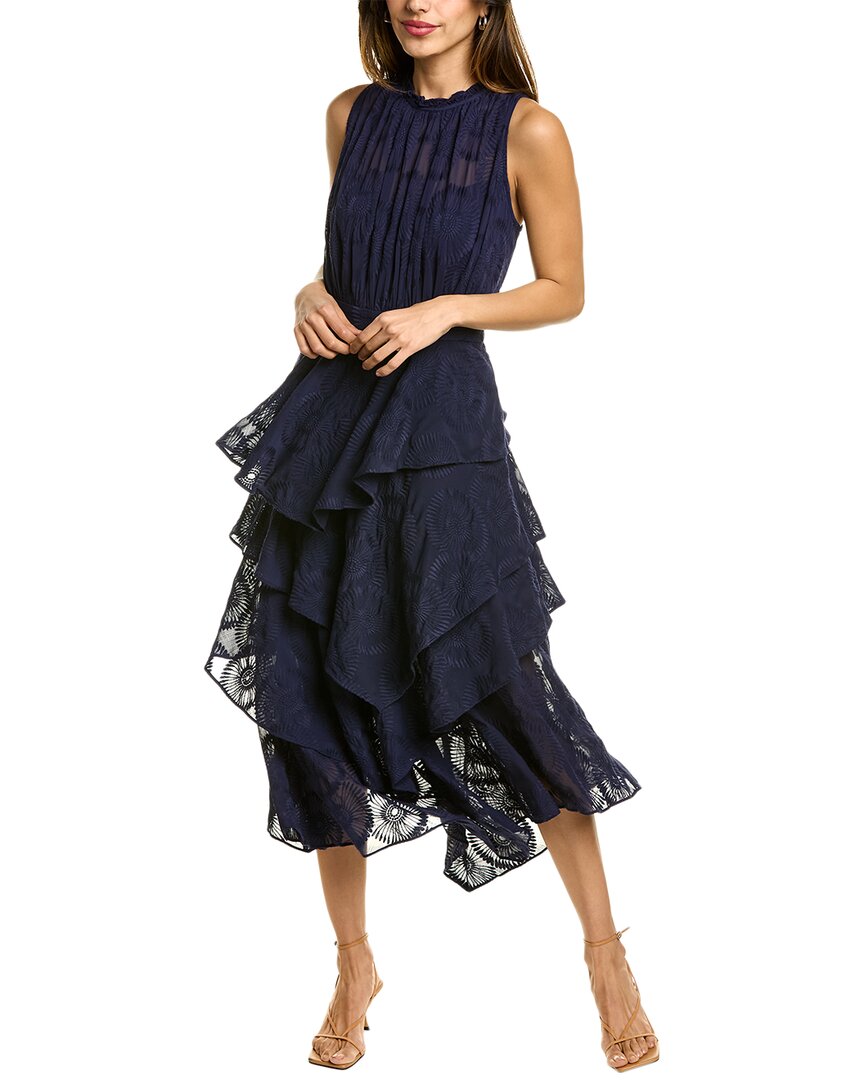 Ted Baker Embroidered Midi Dress In Blue | ModeSens