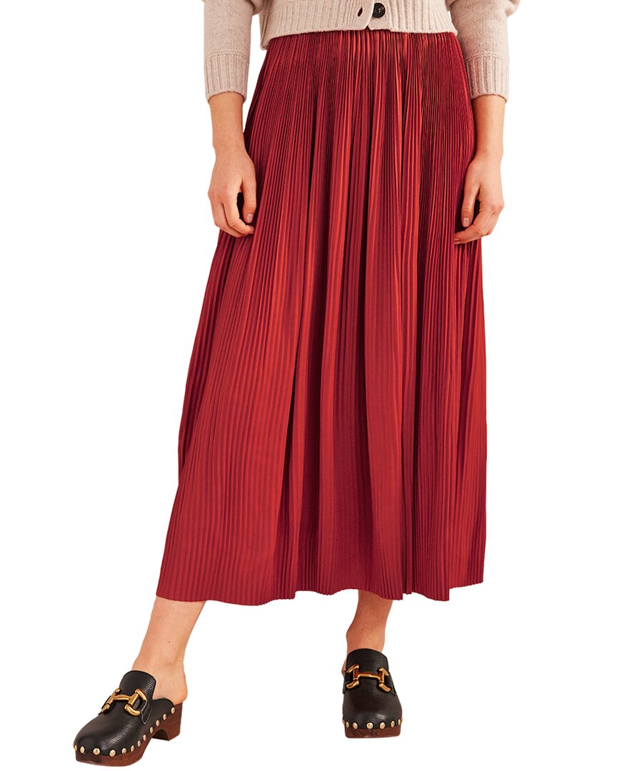 Shop Boden Pleated Satin Midi Skirt