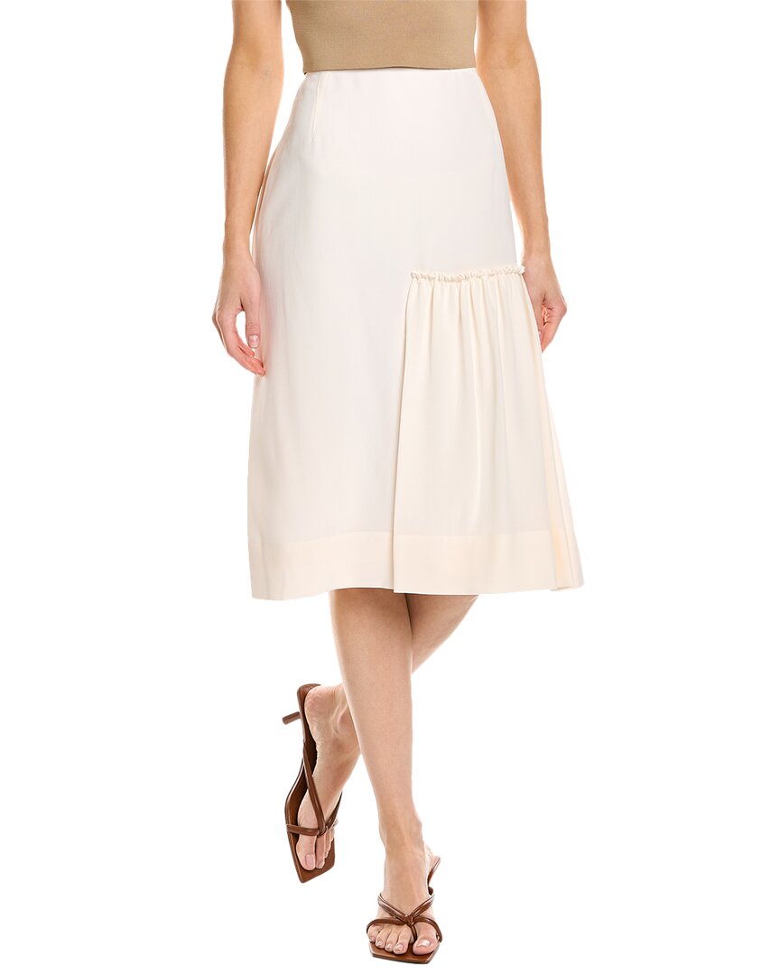 Shop Ferragamo Midi Silk Skirt In Beige