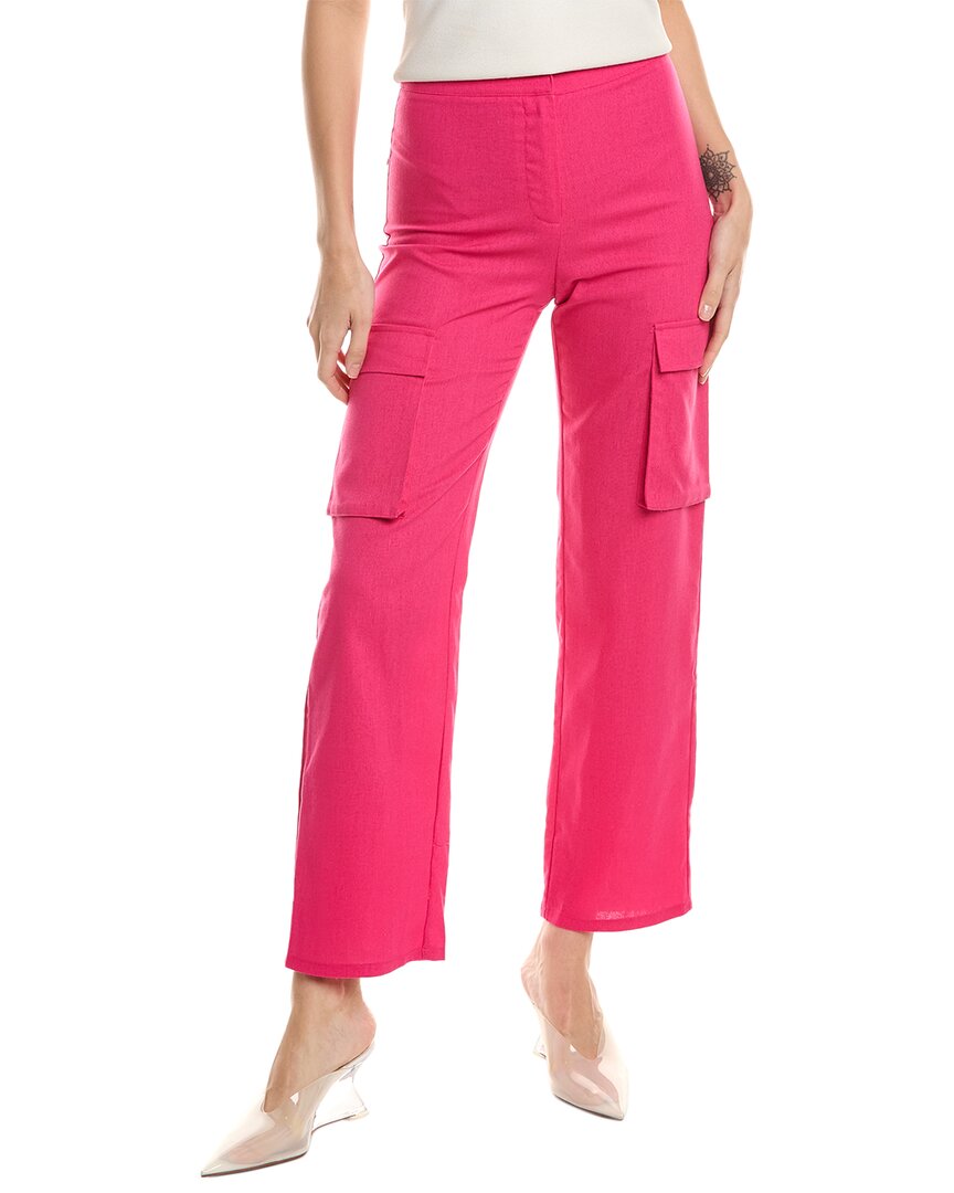 Shop Daisy Lane Linen-blend Cargo Pant In Pink
