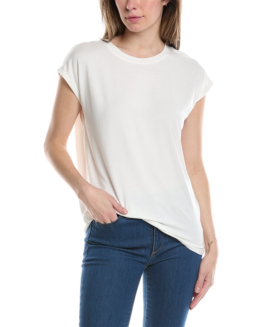 Shop Three Dots Semi Relaxed Cap Sleeve T-shirt In White