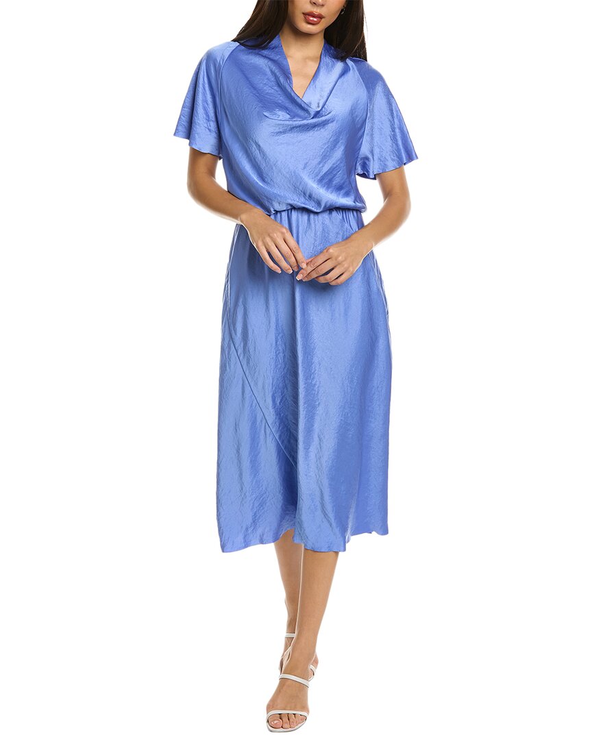 Shop Vince Cowl Neck Midi Dress In Blue