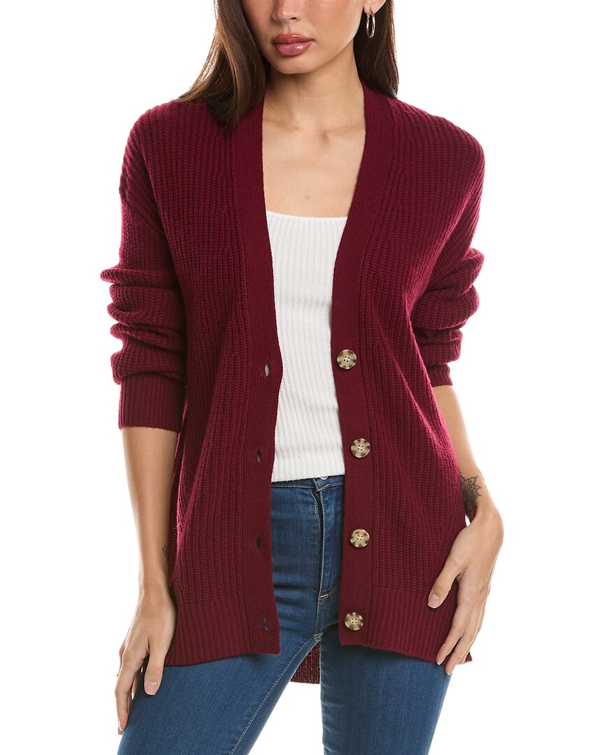 Shop Hannah Rose Oversized Shaker Wool & Cashmere-blend Cardigan In Red