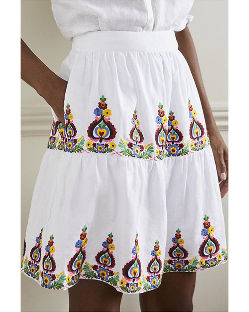 Shop Boden Embroidered Linen Mini Skirt In White