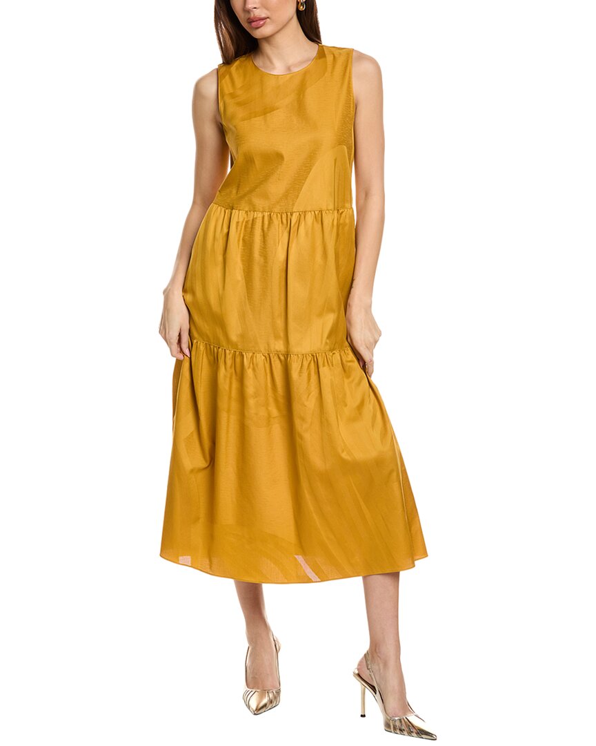 Lafayette 148 New York Two-tier Midi Dress In Yellow