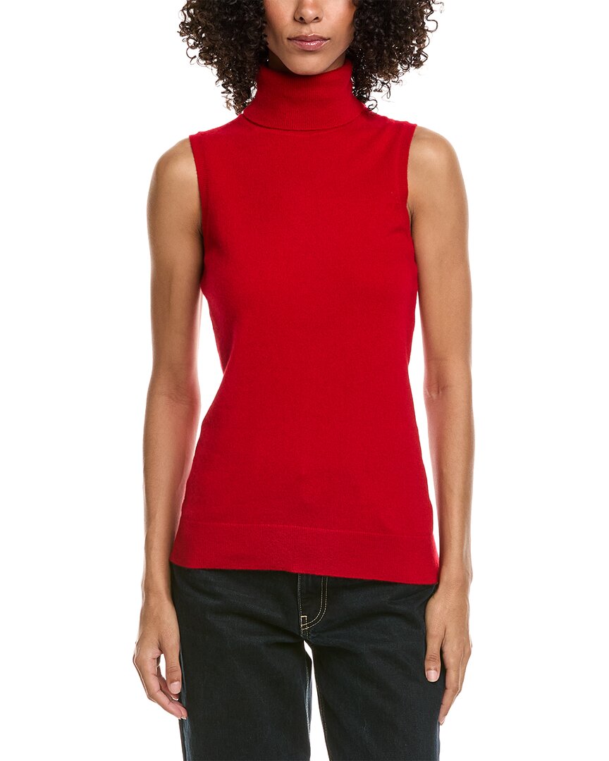 Incashmere Turtleneck Cashmere Tank Sweater In Red