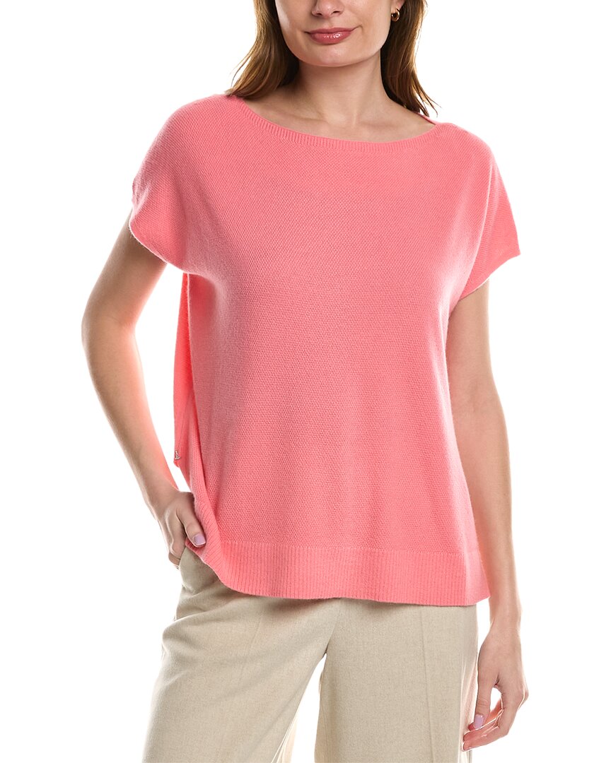 Lafayette 148 Loose Knit Textured Stitch Cashmere Pullover In Pink