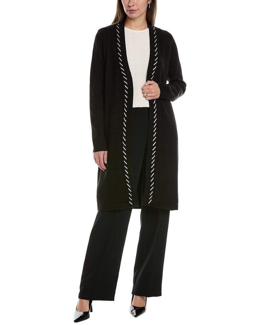 T Tahari Whipstitch Cardigan In Black