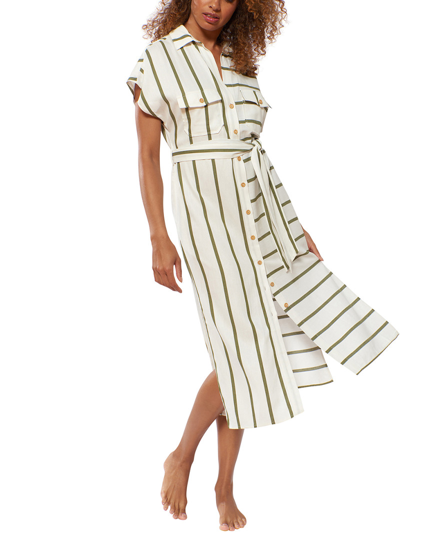 Image of Red Carter Button Front Midi Dress