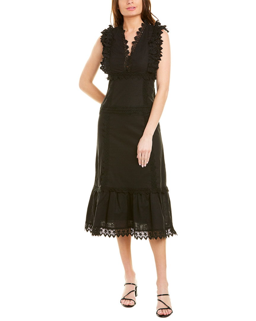 Image of Stellah Lace Linen-Blend Midi Dress