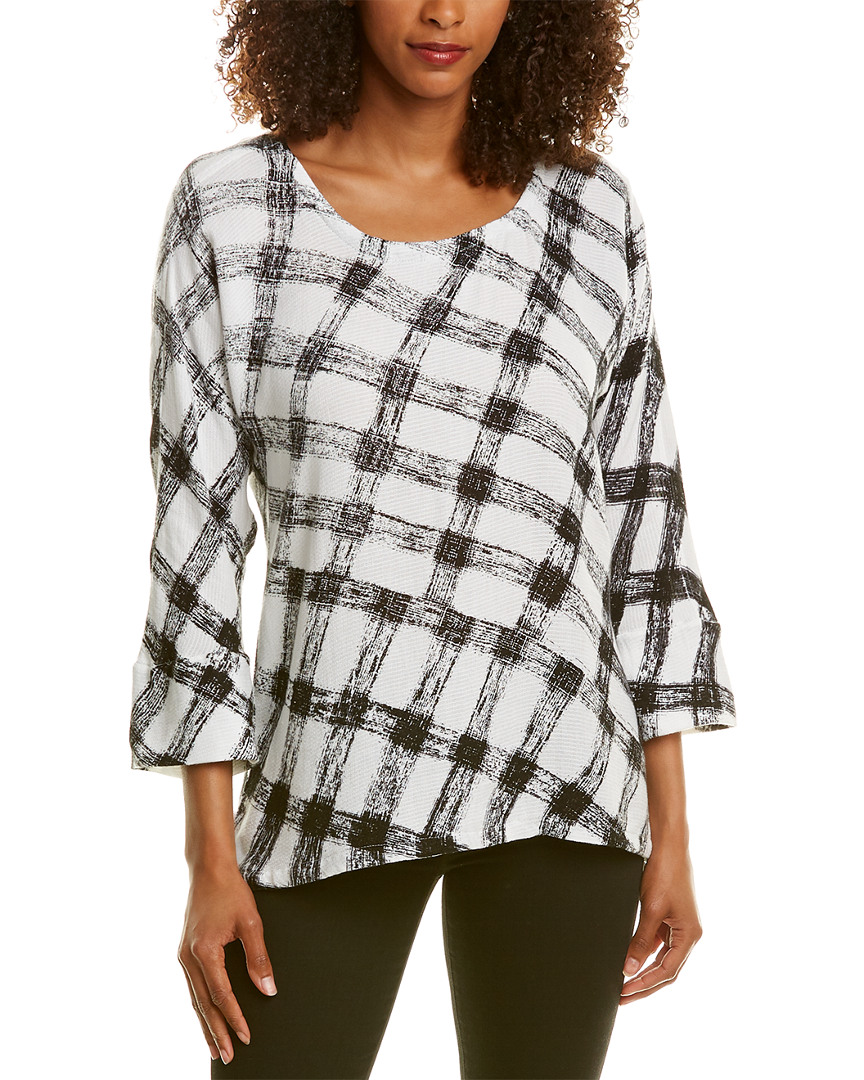 Image of NIC+ZOE Checkered Linen-Blend Top