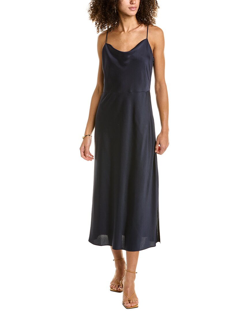 Vince Satin Midi Slipdress In Blue