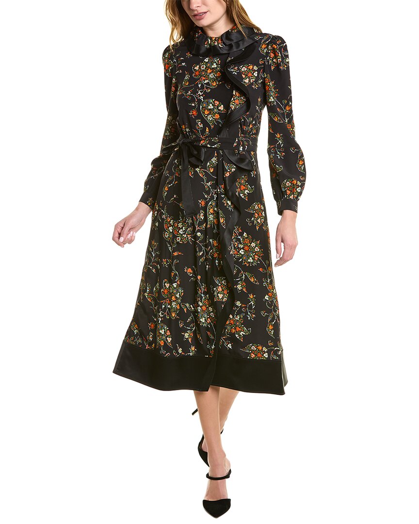 Tory Burch Ruffle Silk Wrap Dress In Black | ModeSens