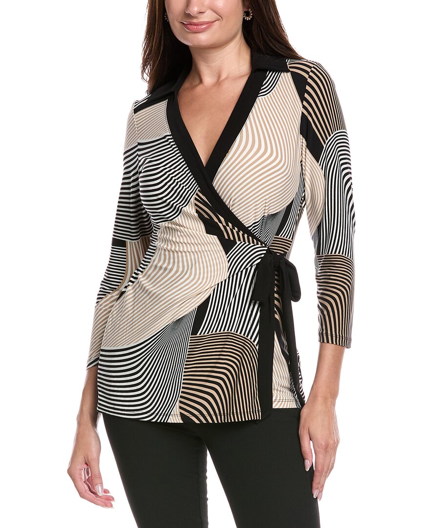 Anne Klein Banded Wrap Top In Multi