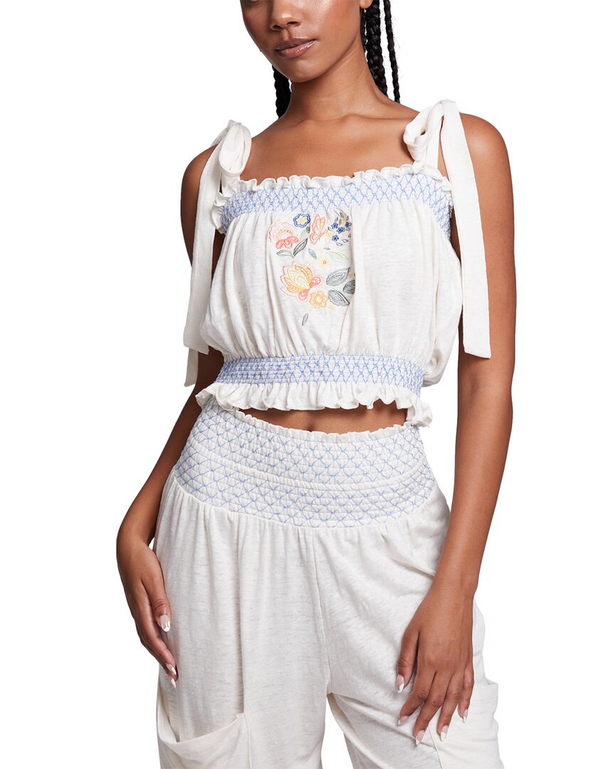 Shop Chaser Linen-blend Embroidery Crop Top