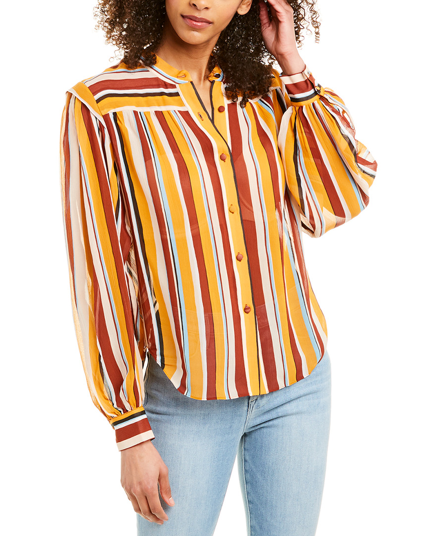 Image of FRAME Denim Voluminous Stripe Silk Top