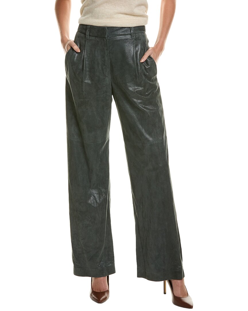Brunello Cucinelli Pantalone Pelle In Green