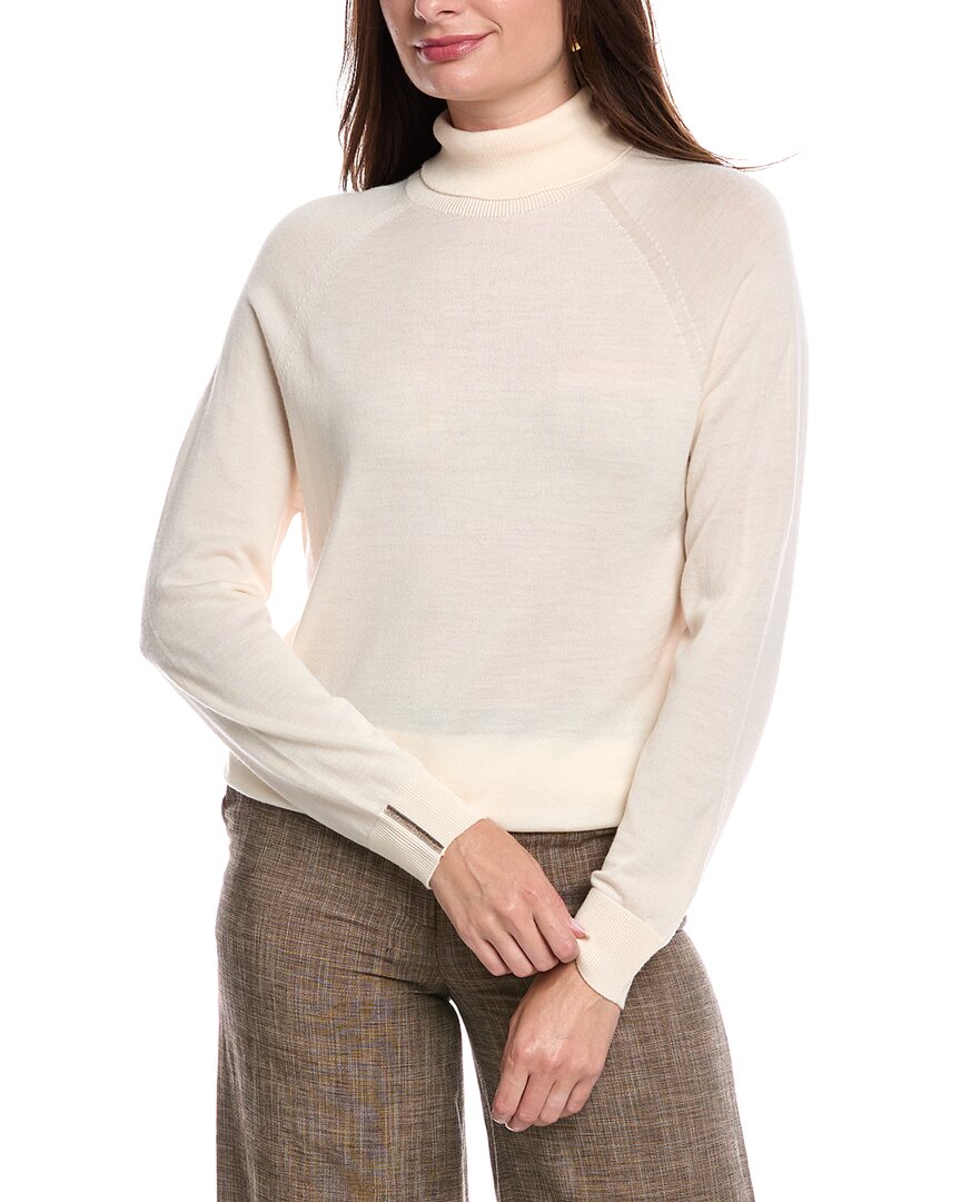 Peserico Wool, Silk, & Cashmere-blend Pullover In Neutral