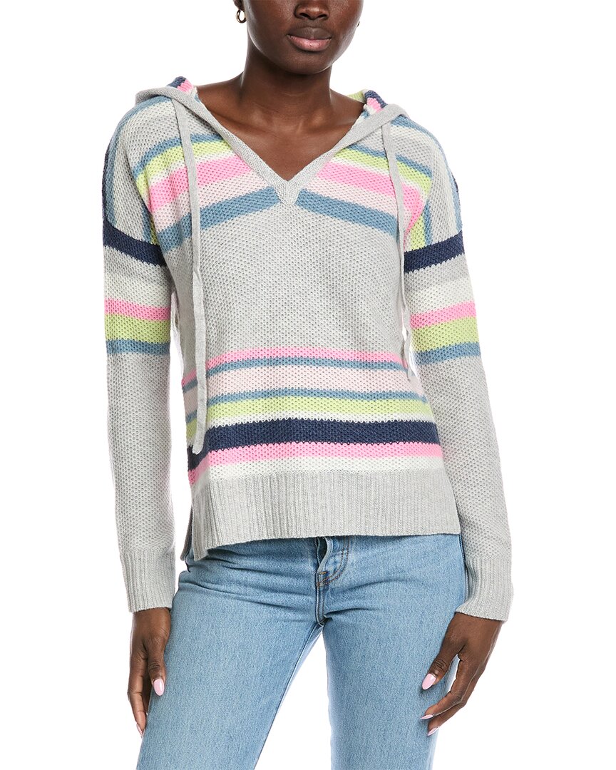 Autumn Cashmere Striped Honeycomb Stitch Cashmere Hoodie In Multi