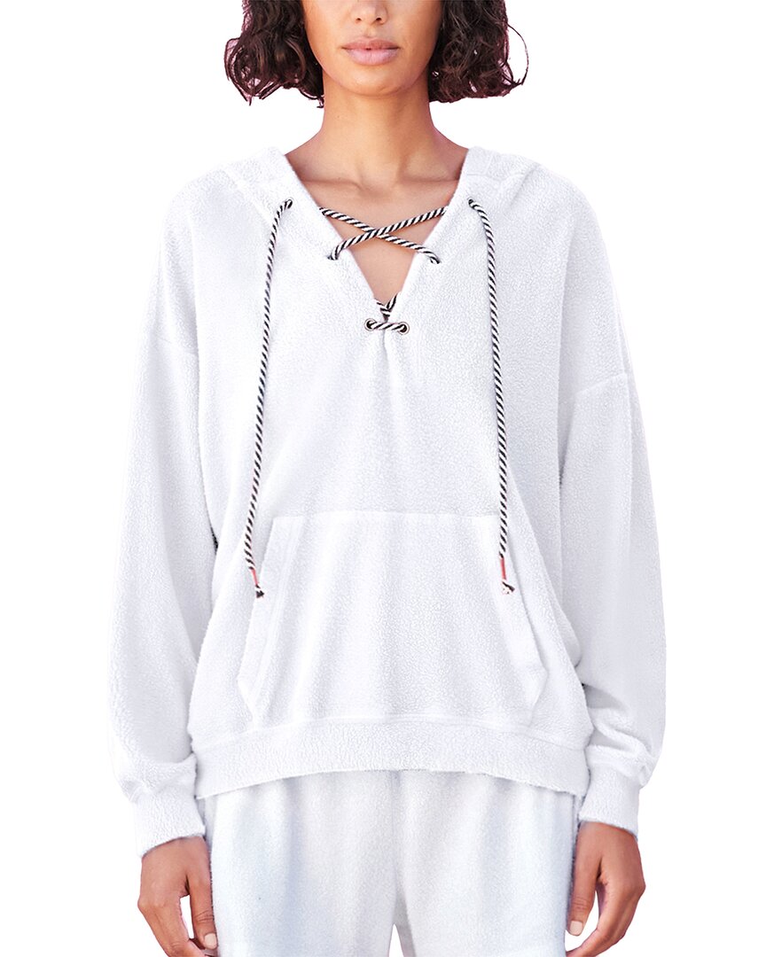 Shop Sundry Sherpa Lace-up Hoodie In White