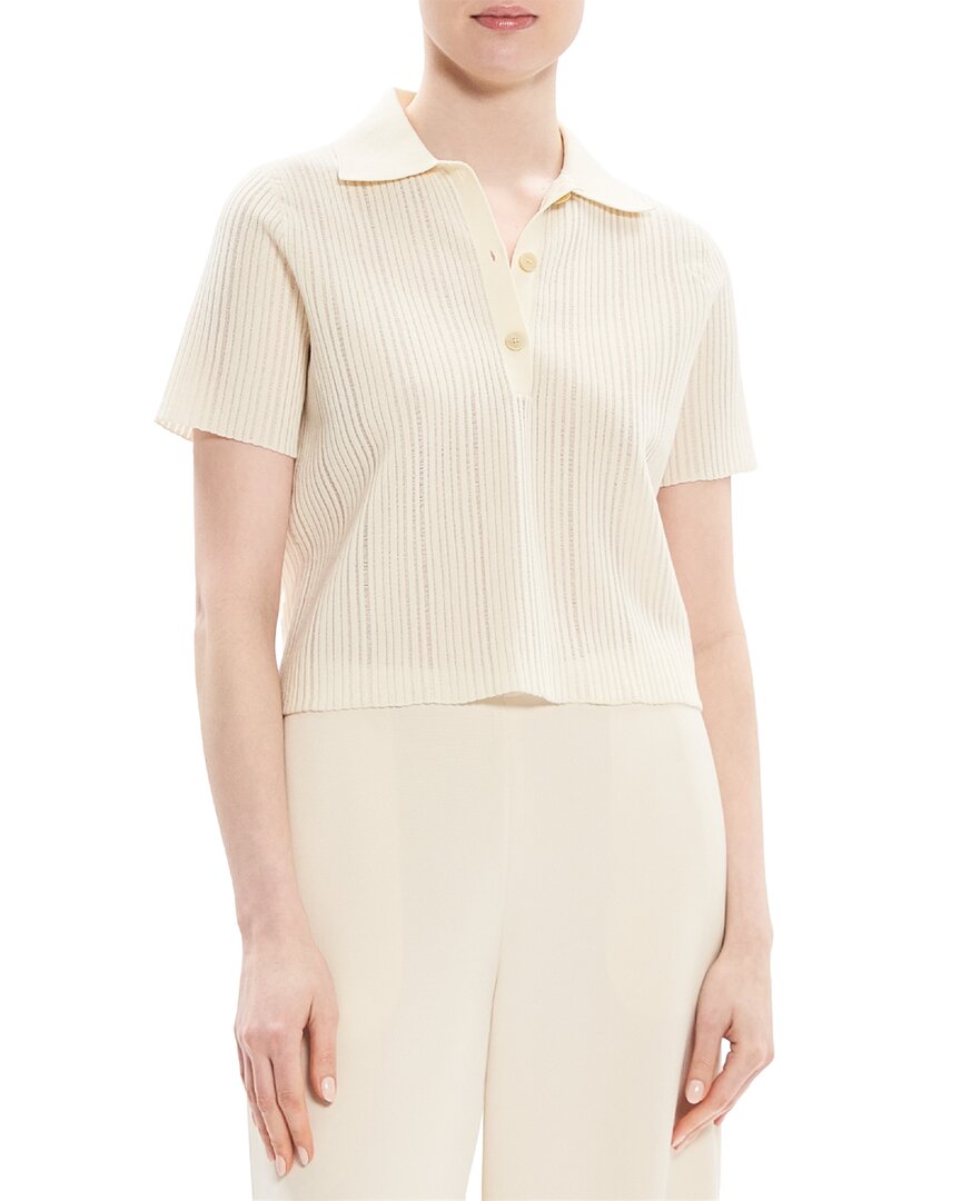 Theory Cotton Blend Knit Polo Top