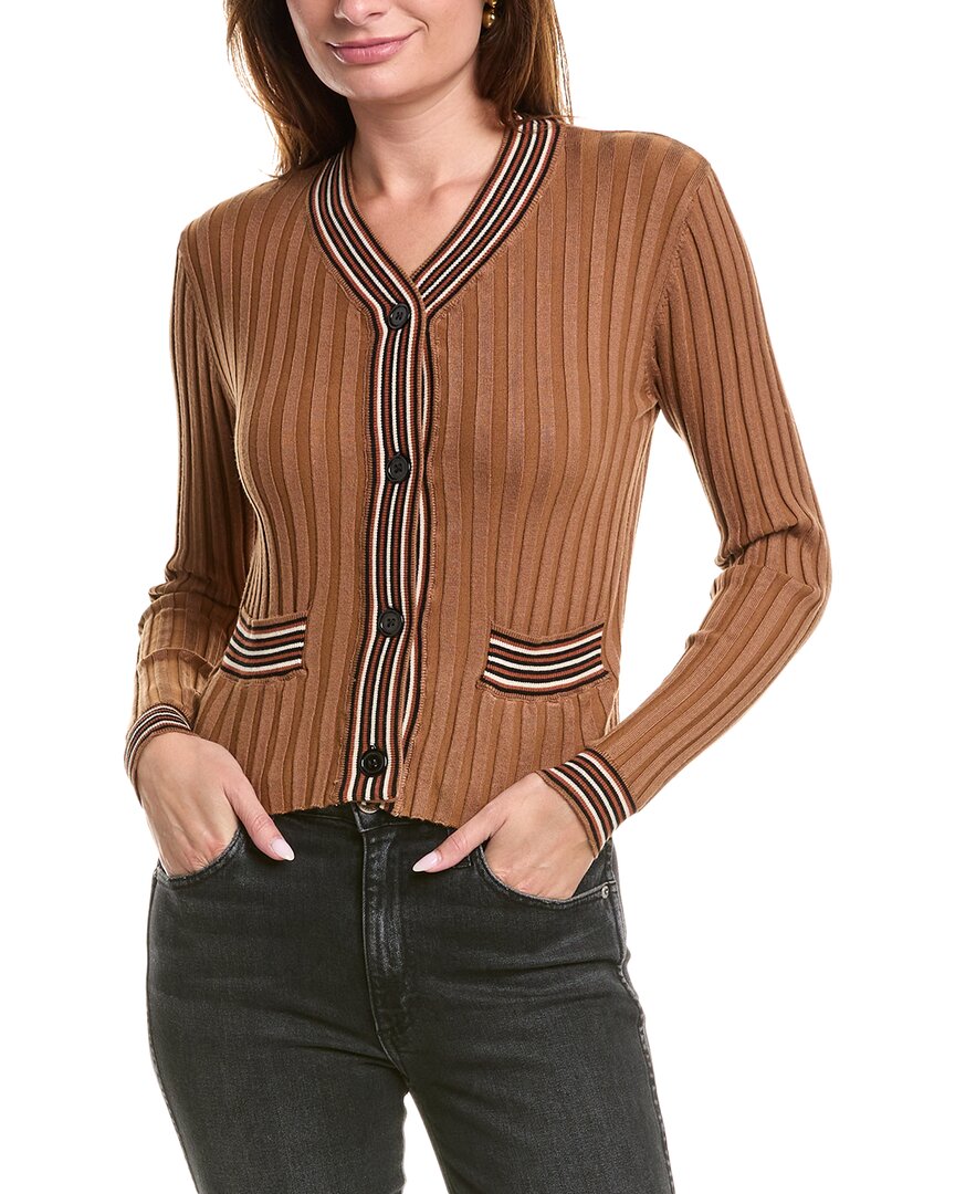 Yal New York Multi Stripe Cardigan In Brown