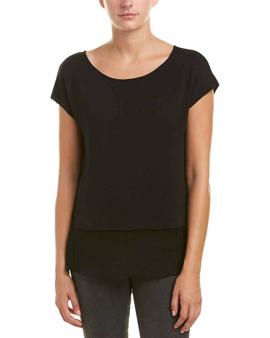 Image of Bailey Mixed Media Silk-Trim Top