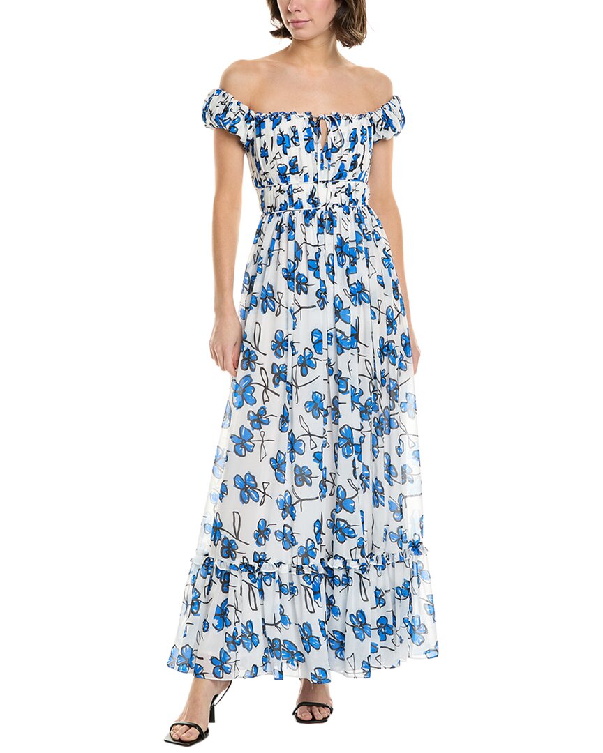Area Stars Pleated Maxi Dress In Blue