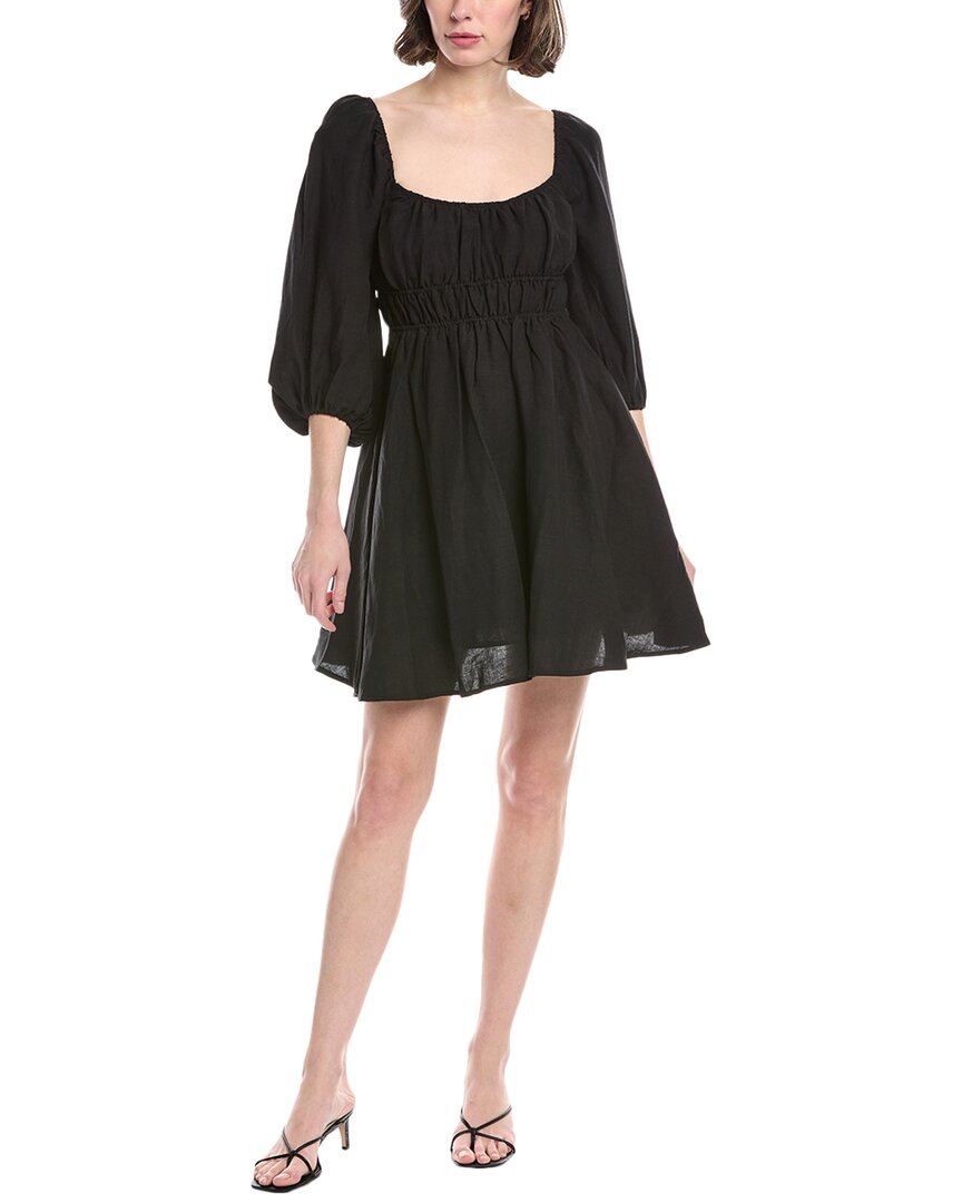 Hermoza Lala Linen-blend Mini Dress In Black
