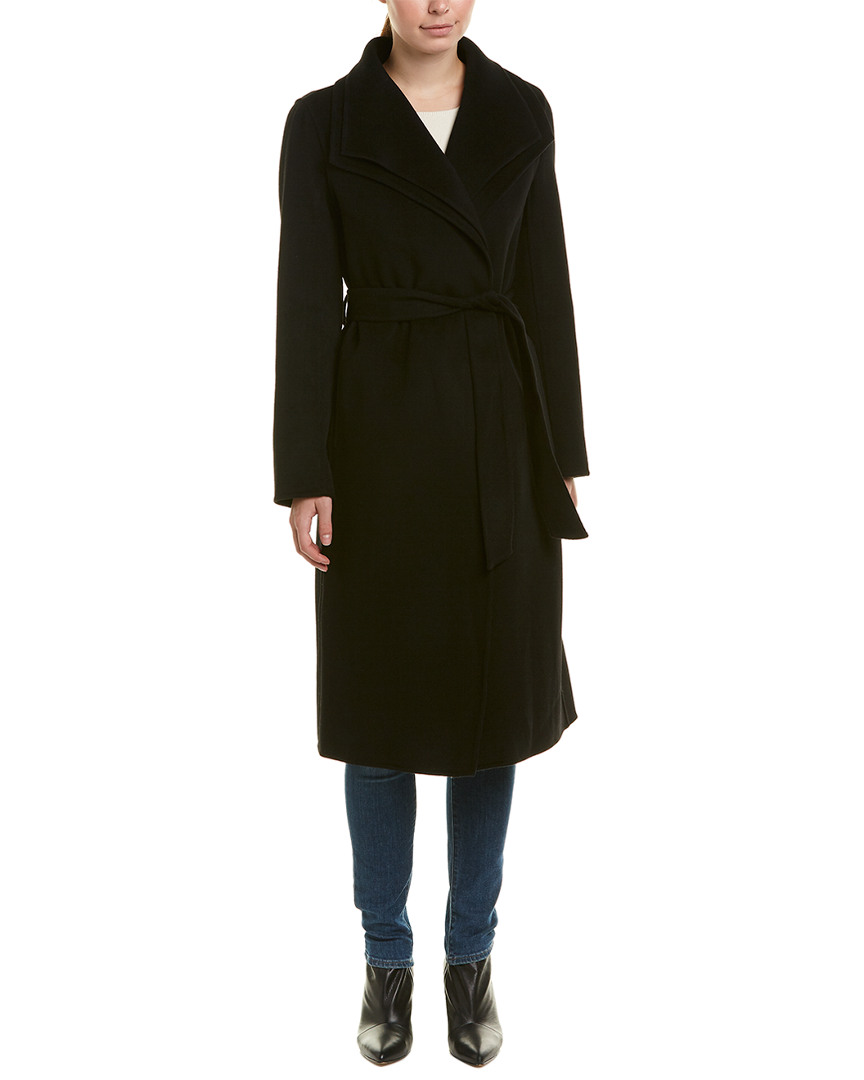 Tahari Elliot Wool-blend Wrap Coat In Black