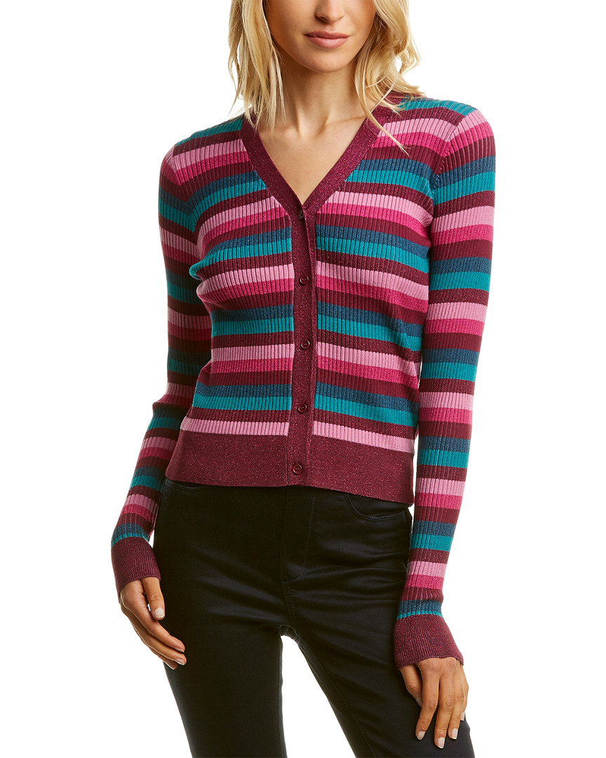 Image of America Lurex Stripe Ribbed Cardigan