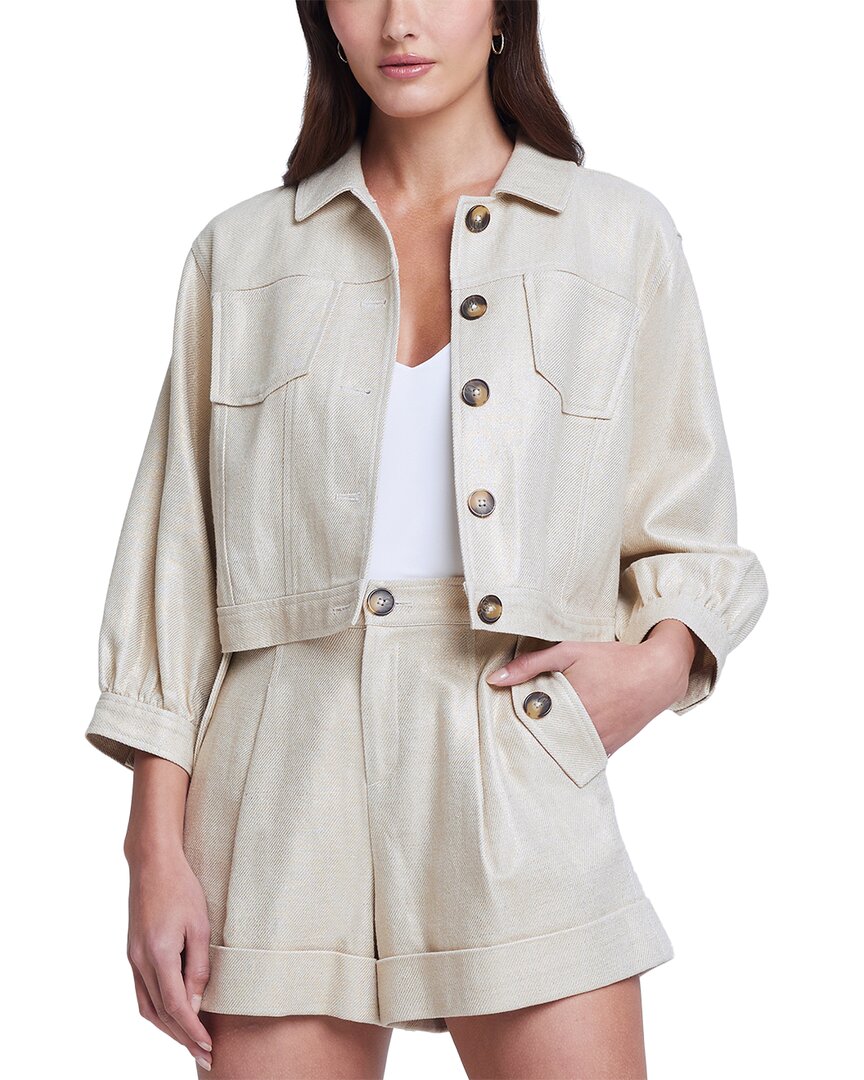 Shop L Agence L'agence Cruz Crop Utilitarian Linen-blend Jacket